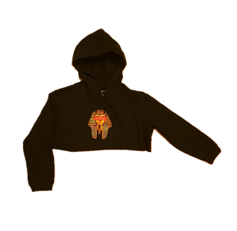 Black Pharaoh Crop Top Hoodie
